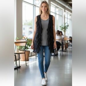 Back In The Saddle Cardigan Top Layering Lace Black Size M